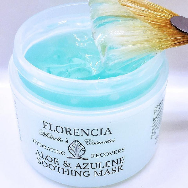 Aloe & Azulene Soothing Gel Mask bottle with a brush dipped inside.